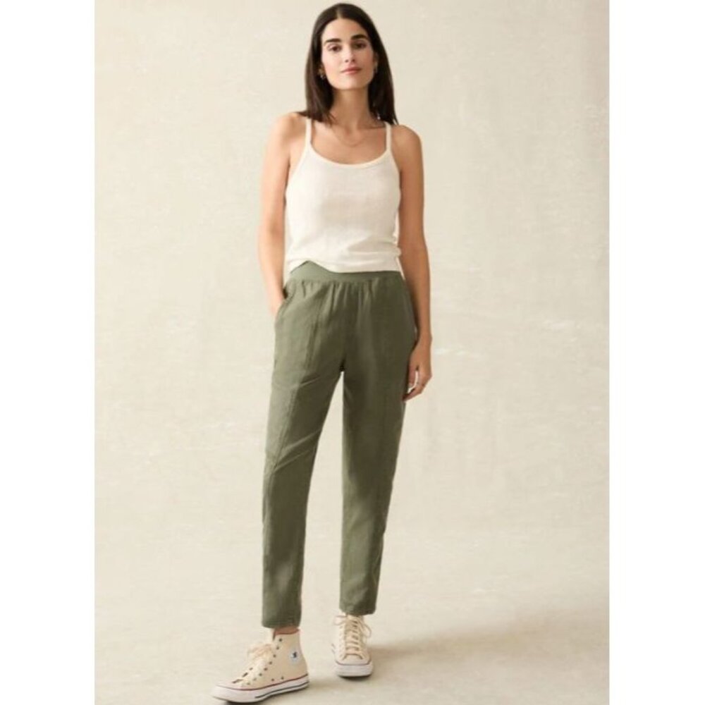 Faherty Olive Green Ankle Crop Pants